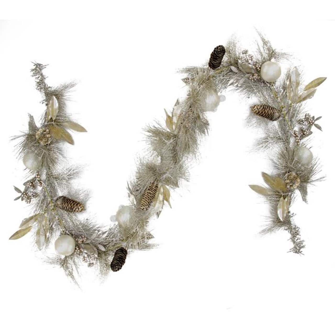 Glitter Pomegranate Apples & Pine Cones Garland, Unlit
